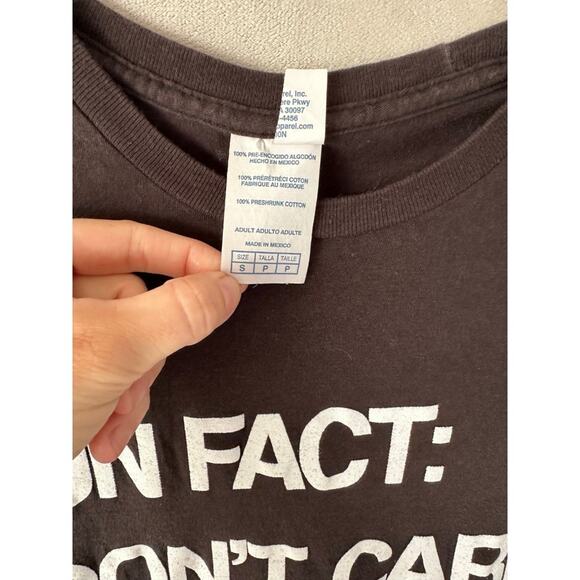 Y2K graphic Tee I Dont Care T-Shirt Funny Small Black - Picture 2 of 2